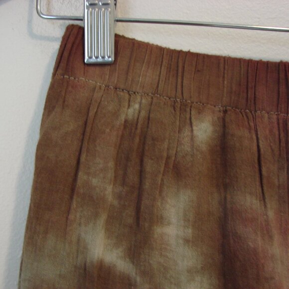 Maxi Skirt Boho Festival Prairie Western Cowgirl Tie Dye Brown Rust Fray Medium - Picture 5 of 15